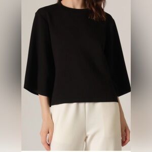 P. Cill Charlotte Butter Modal 3/4 Sleeve Top Black Large Minimalist